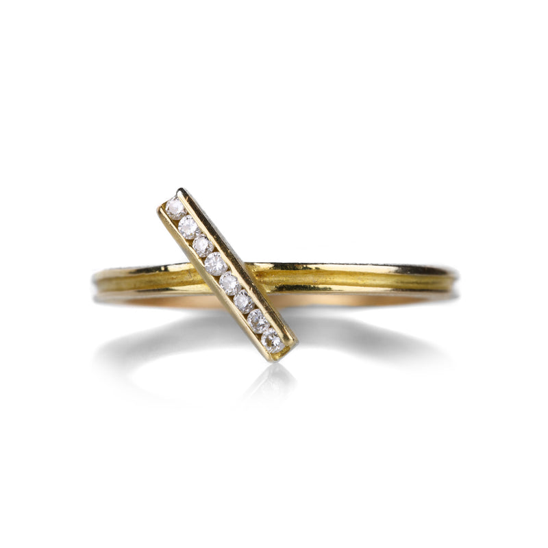 Barbara Heinrich 18k Diagonal Diamond Bar Ring  | Quadrum Gallery