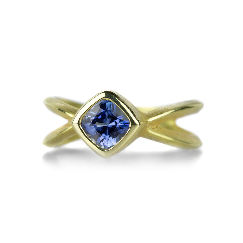 Barbara Heinrich Cushion Cut Blue Sapphire Criss Cross Ring | Quadrum Gallery