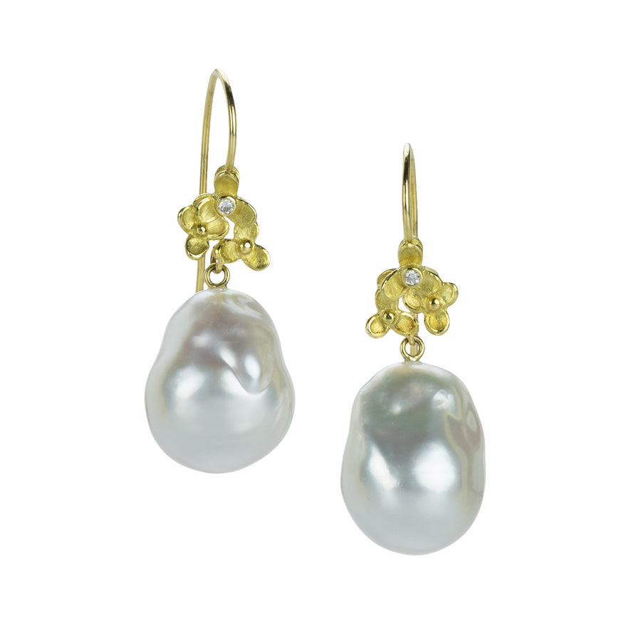 Barbara Heinrich Baroque Silver White Pearl Earrings | Quadrum Gallery