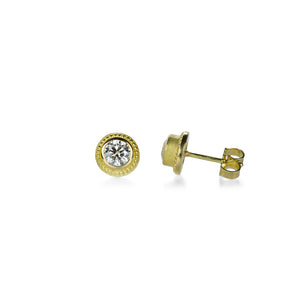 Barbara Heinrich 18k Yellow Gold Granulated Diamond Studs | Quadrum Gallery