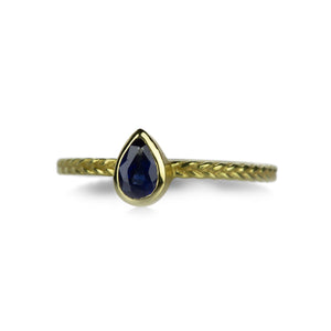 Barbara Heinrich Pear Blue Sapphire Stacking Ring | Quadrum Gallery