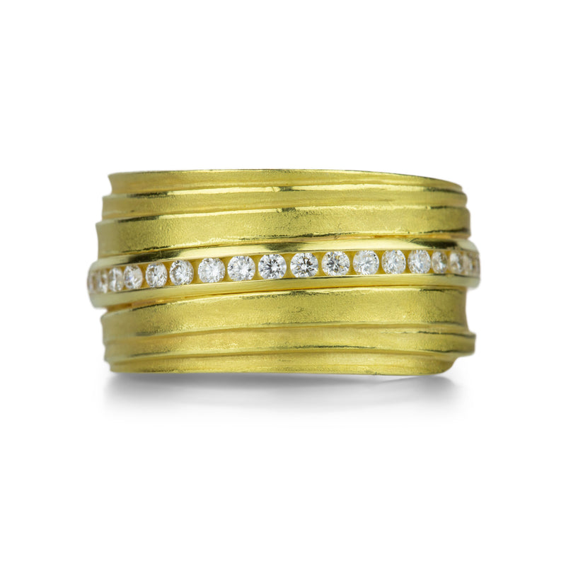 Barbara Heinrich 18k Wide Ribbon Ring with Diamonds | Quadrum Gallery