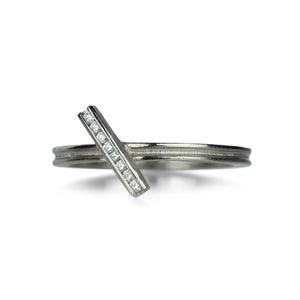 Barbara Heinrich Platinum Diamond Diagonal Bar Ring | Quadrum Gallery
