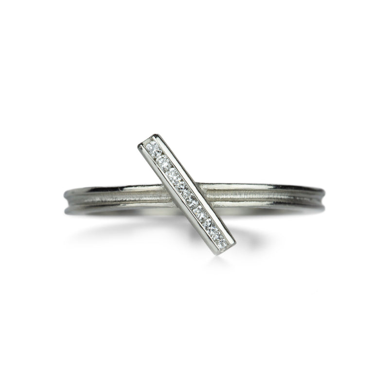Barbara Heinrich Platinum Diamond Diagonal Bar Ring | Quadrum Gallery