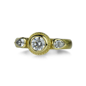 Barbara Heinrich 18k Yellow Gold Round and Pear Shaped Diamond Ring | Quadrum Gallery