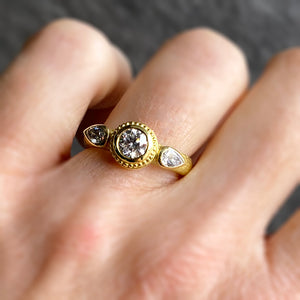 Barbara Heinrich 18k Yellow Gold Round and Pear Shaped Diamond Ring | Quadrum Gallery