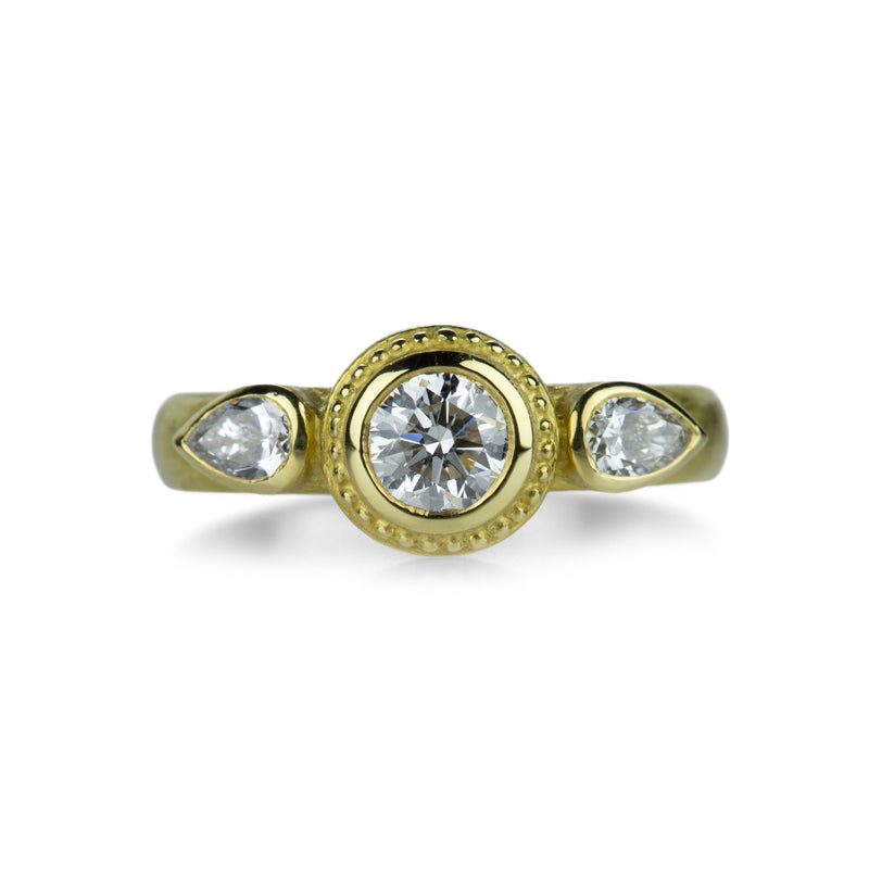 Barbara Heinrich 18k Yellow Gold Round and Pear Shaped Diamond Ring | Quadrum Gallery