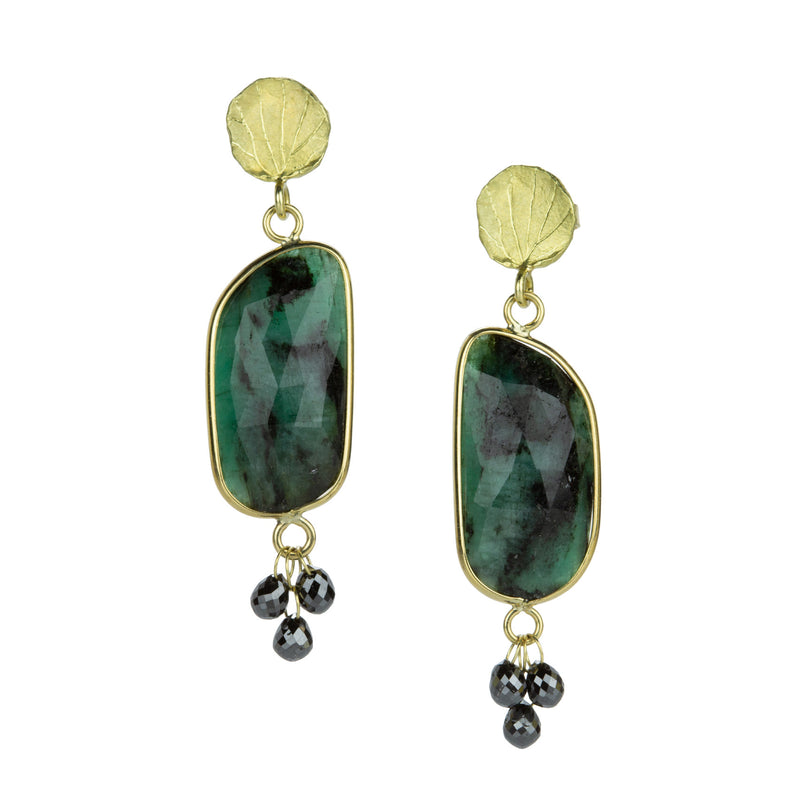 Barbara Heinrich Petal Top Emerald Drop Earrings | Quadrum Gallery