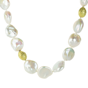 Barbara Heinrich White Freshwater Pearl Necklace with 18k Beads | Quadrum Gallery