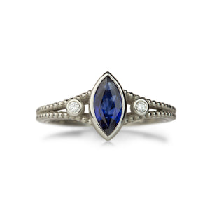 Barbara Heinrich Platinum Marquise Blue Sapphire Ring | Quadrum Gallery