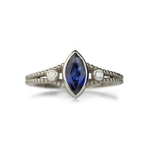 Barbara Heinrich Platinum Marquise Blue Sapphire Ring | Quadrum Gallery