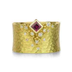 Barbara Heinrich Carved Glacier Band with Ruby and Diamonds | Quadrum Gallery