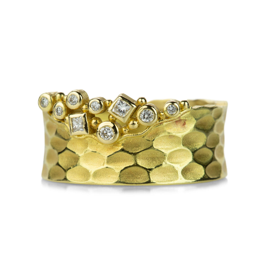 Barbara Heinrich Carved Glacier Ring with Diamond Cluster | Quadrum Gallery