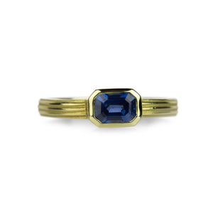 Barbara Heinrich 18k Emerald Cut Blue Sapphire Ring | Quadrum Gallery
