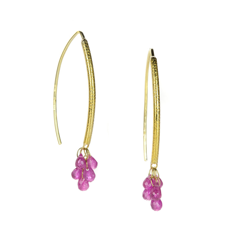 Barbara Heinrich 18k Navette Earrings with Ruby Briolette Drops | Quadrum Gallery