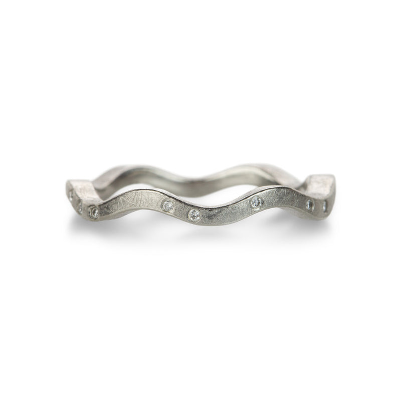 Barbara Heinrich Platinum Wavy Ring with Diamonds | Quadrum Gallery