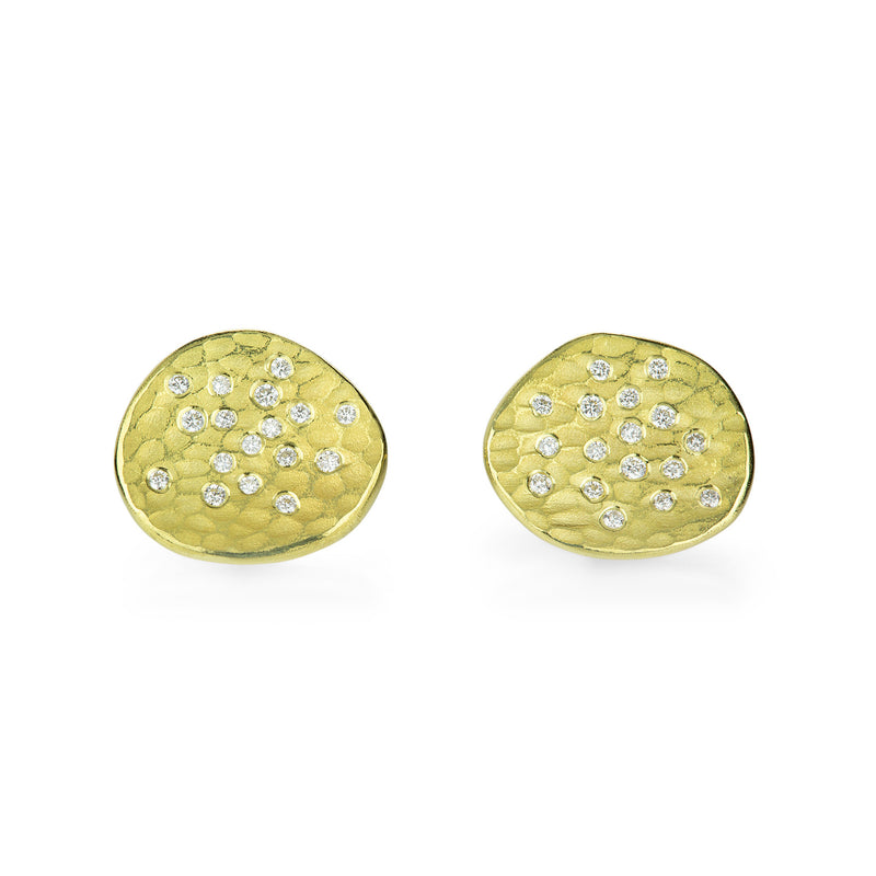 Barbara Heinrich Carved Glacier Studs with Scattered Diamonds | Quadrum Gallery