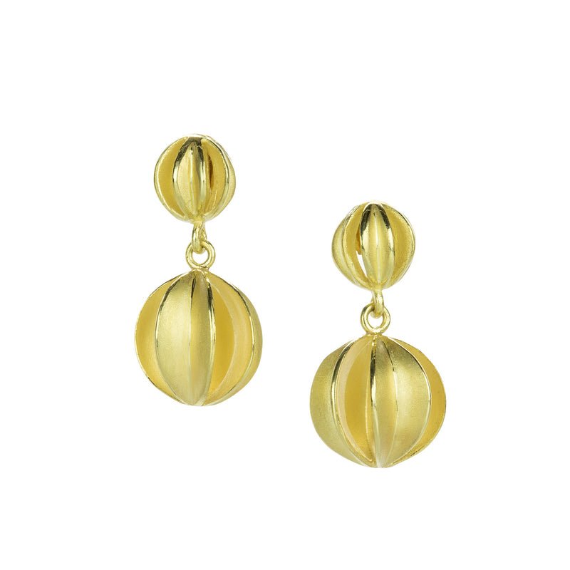 Barbara Heinrich 18k Leaf Ball Drop Earrings | Quadrum Gallery