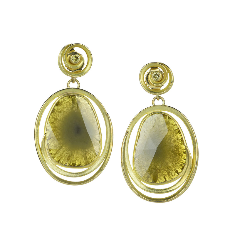 Barbara Heinrich Oval Swirl Drop Earrings with Diamond Slices | Quadrum Gallery