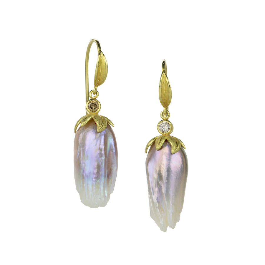 Barbara Heinrich Chinese Feather Pearl Drop Earrings | Quadrum Gallery