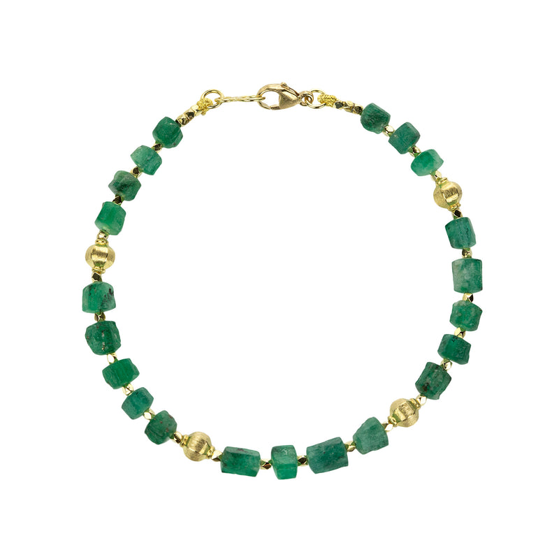 Barbara Heinrich 18k Yellow Gold Emerald Crystal Bead Bracelet | Quadrum Gallery