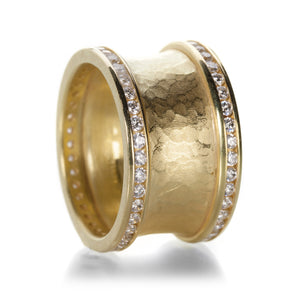 Barbara Heinrich 18k Hammered Band with Channel Set Diamonds | Quadrum Gallery