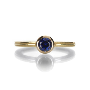 Barbara Heinrich Round Sapphire Grooved Ring  | Quadrum Gallery