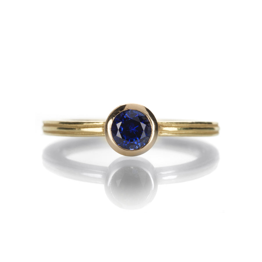 Barbara Heinrich Round Sapphire Grooved Ring  | Quadrum Gallery