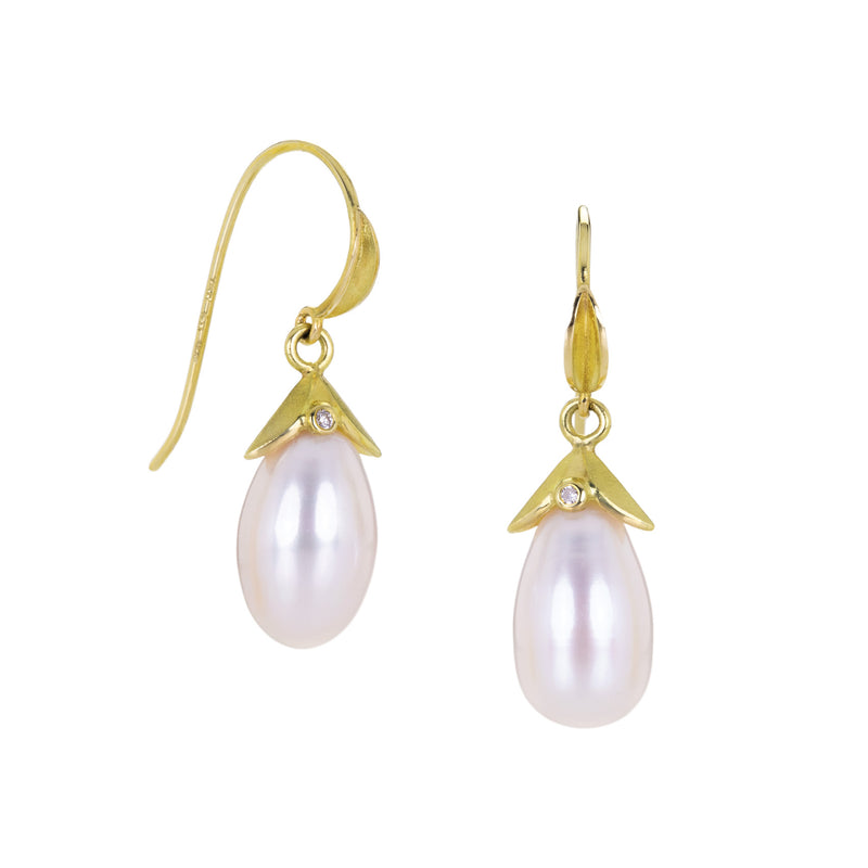 Barbara Heinrich Freshwater Pearl with Leaf Top Drop Earrings | Quadrum Gallery