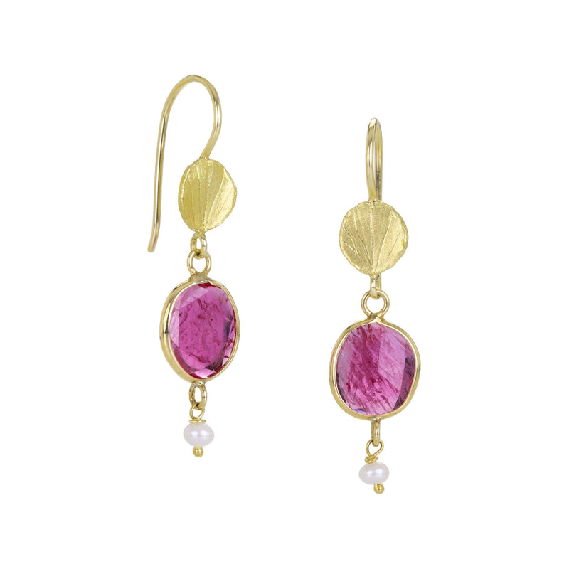 Barbara Heinrich Ruby and Pearl Petal Earrings  | Quadrum Gallery