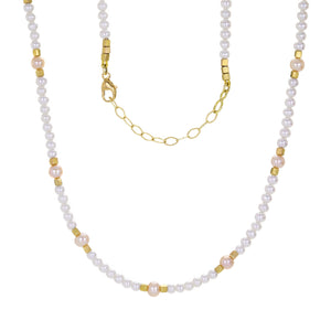 Barbara Heinrich Freshwater Pearl Necklace with 18k Cube Beads | Quadrum Gallery