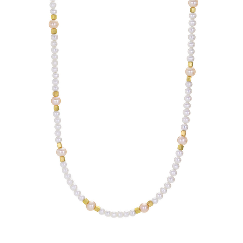 Barbara Heinrich Freshwater Pearl Necklace with 18k Cube Beads | Quadrum Gallery