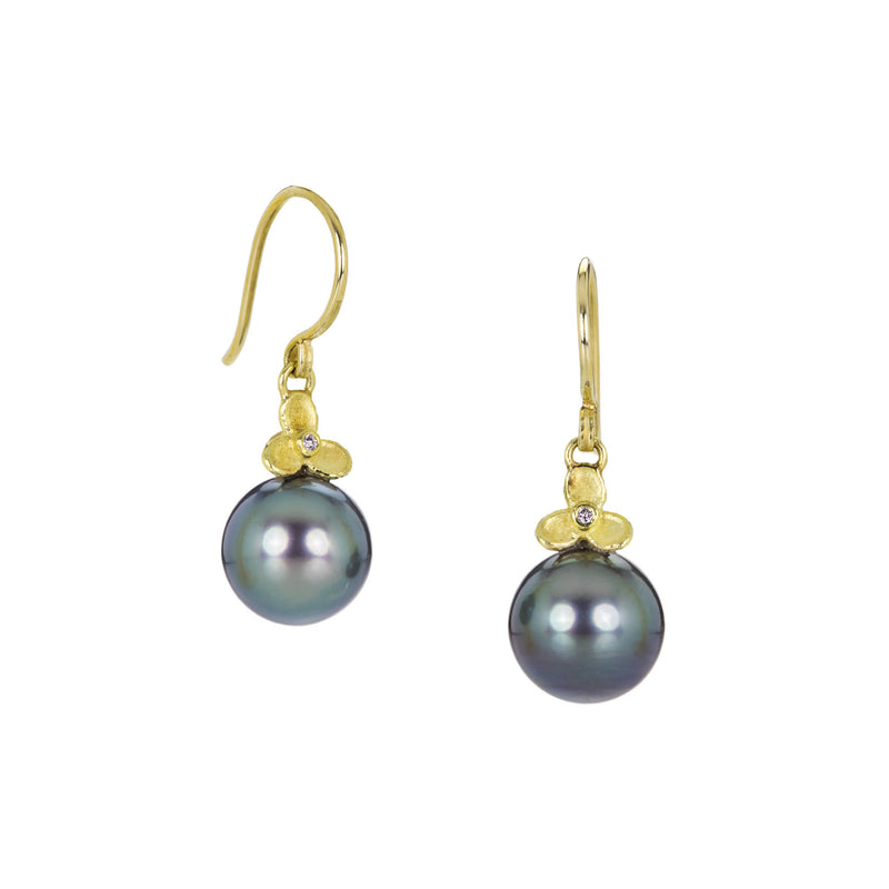 Barbara Heinrich Tahitian Pearl Drop Earrings with Diamonds | Quadrum Gallery