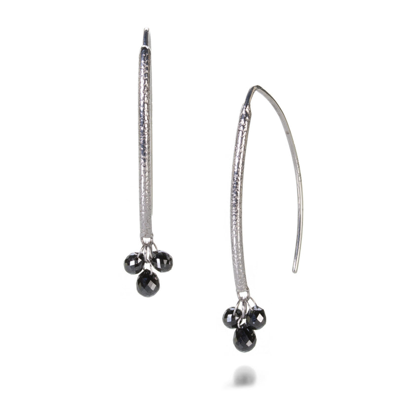 Barbara Heinrich White Gold and Black Diamond Navette Earrings | Quadrum Gallery