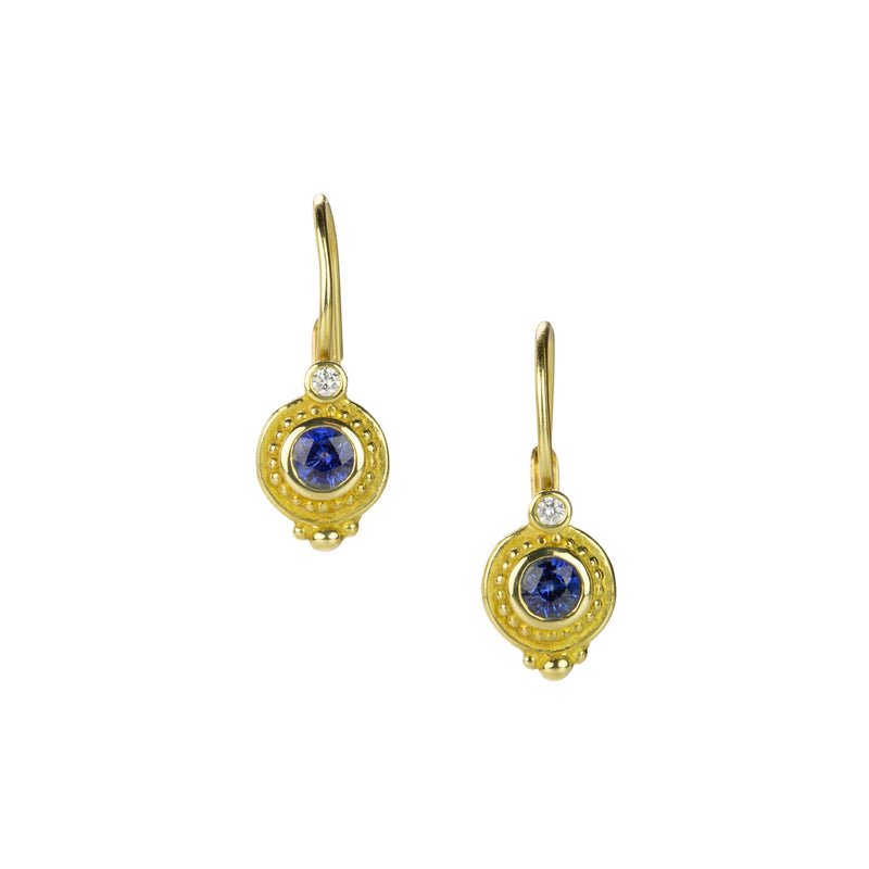 Barbara Heinrich Granulated Round Blue Sapphire Drop Earrings | Quadrum Gallery