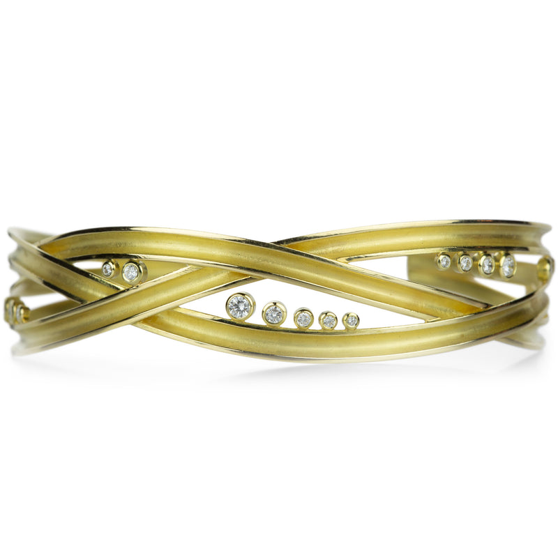 Barbara Heinrich 18k Three Ribbon Cuff with Diamonds | Quadrum Gallery