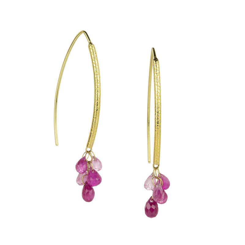 Barbara Heinrich Navette Earrings with Pink Sapphire Briolettes | Quadrum Gallery