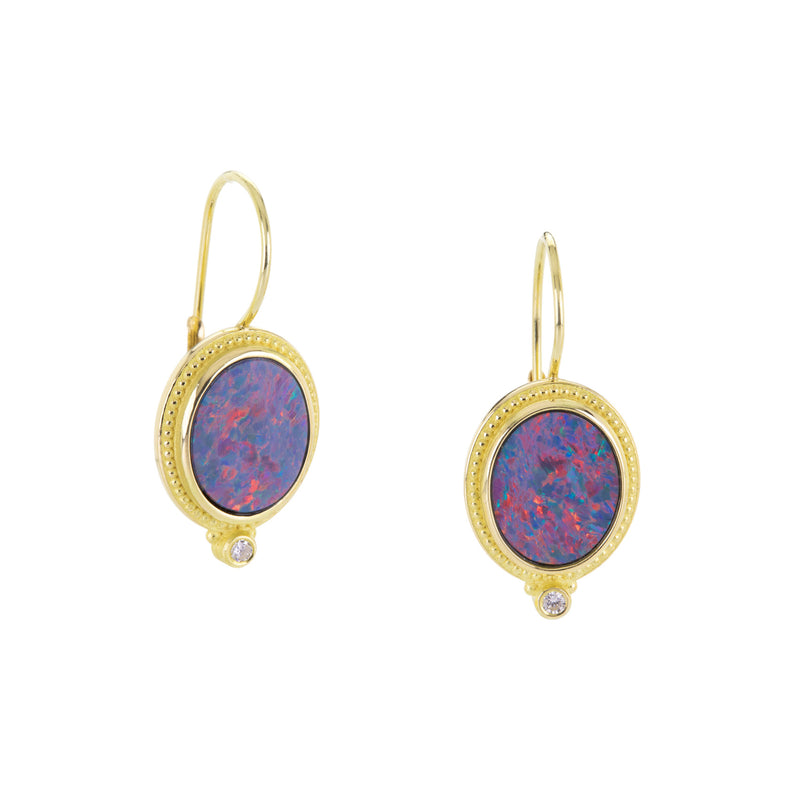 Barbara Heinrich 18k Oval Opal and Diamond Drop Earrings | Quadrum Gallery