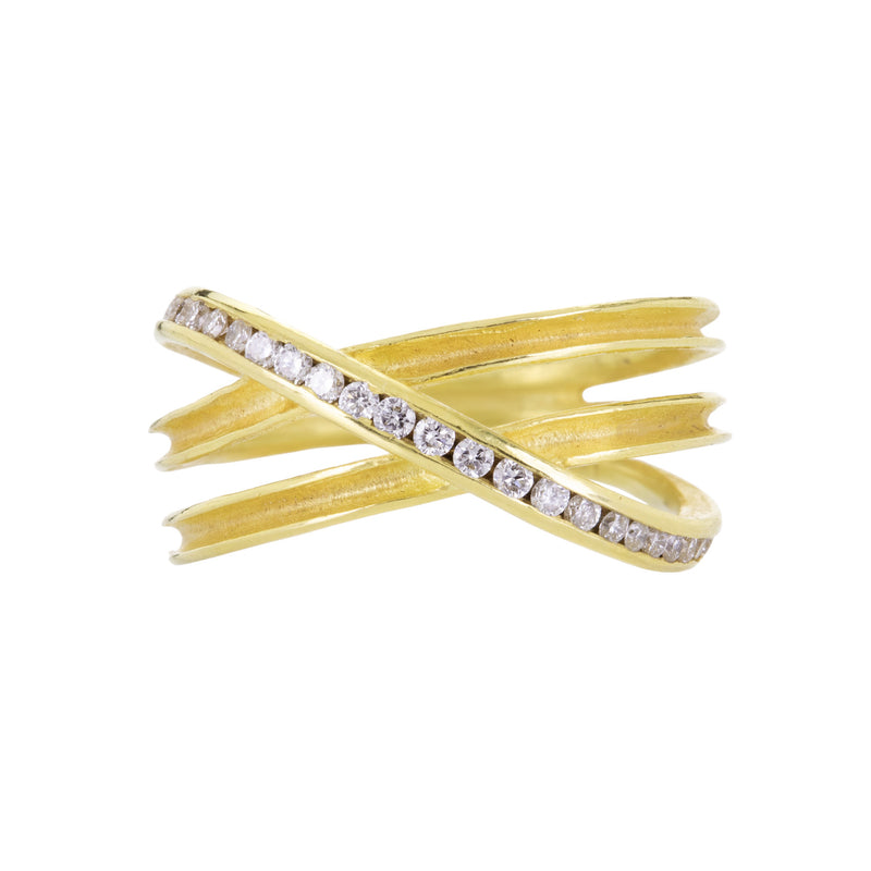 Barbara Heinrich Diamond Criss Cross Ribbon Ring | Quadrum Gallery