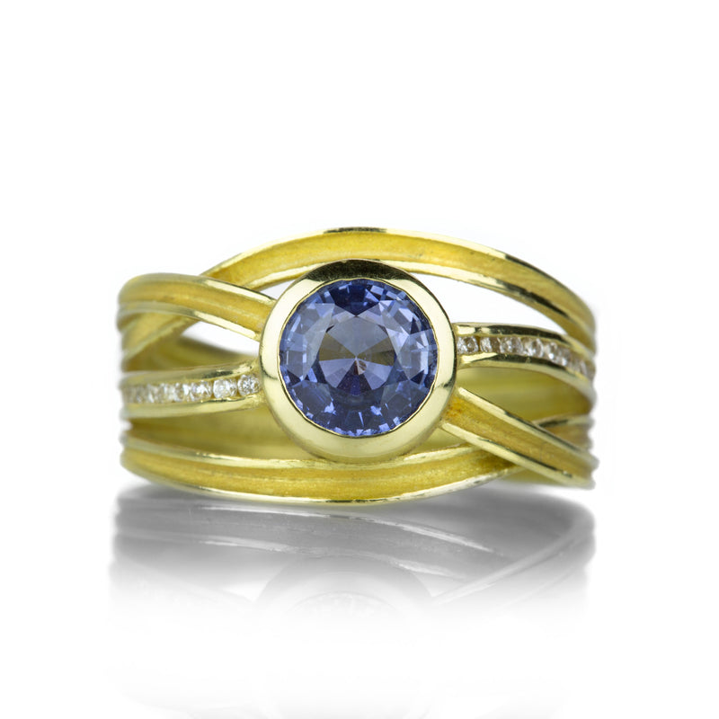 Barbara Heinrich Round Cornflower Blue Sapphire Criss Cross Ring | Quadrum Gallery