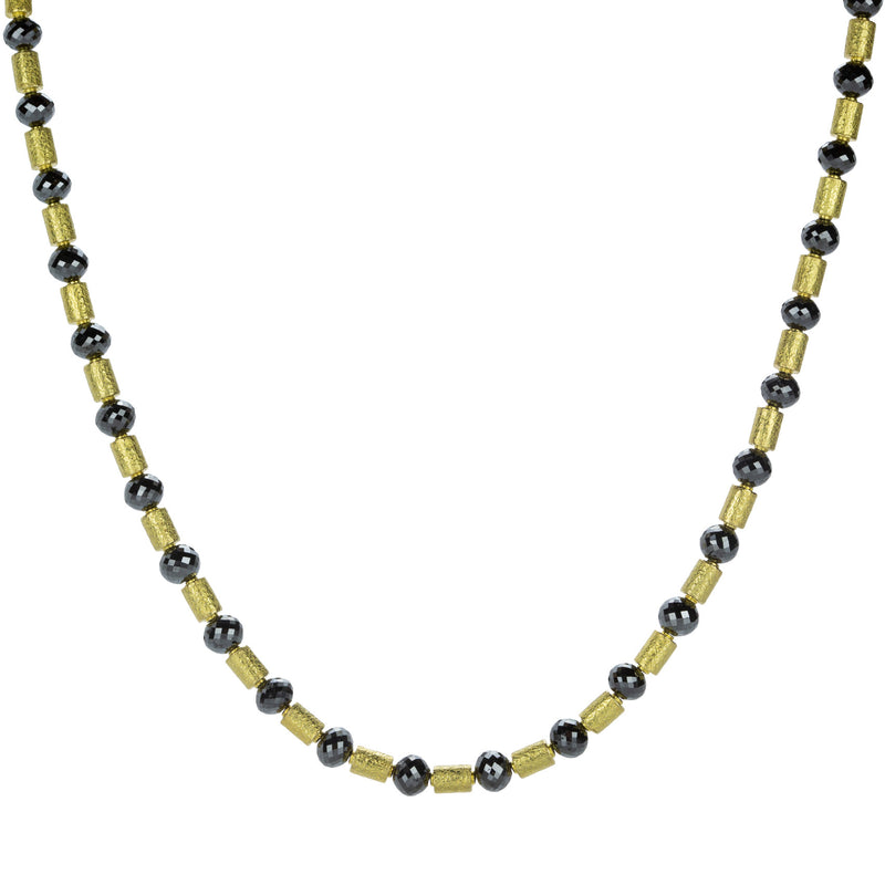 Barbara Heinrich Black Diamond and 18k Gold Barrel Bead Necklace | Quadrum Gallery