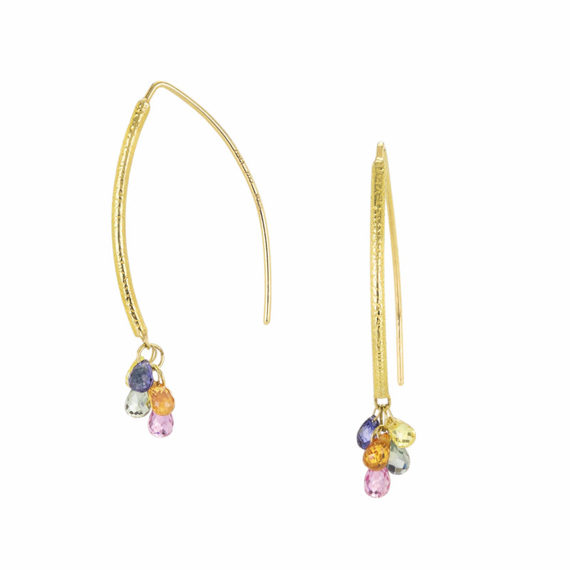 Barbara Heinrich 18k Navette Earrings with Sapphire Drops | Quadrum Gallery