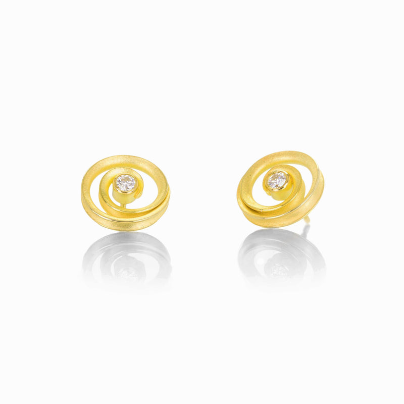 Barbara Heinrich Swirl Studs with Diamond Center | Quadrum Gallery