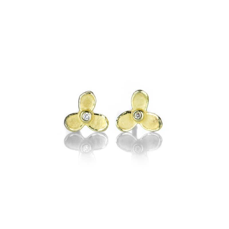 Barbara Heinrich Small Trillium Studs with Diamond Center | Quadrum Gallery