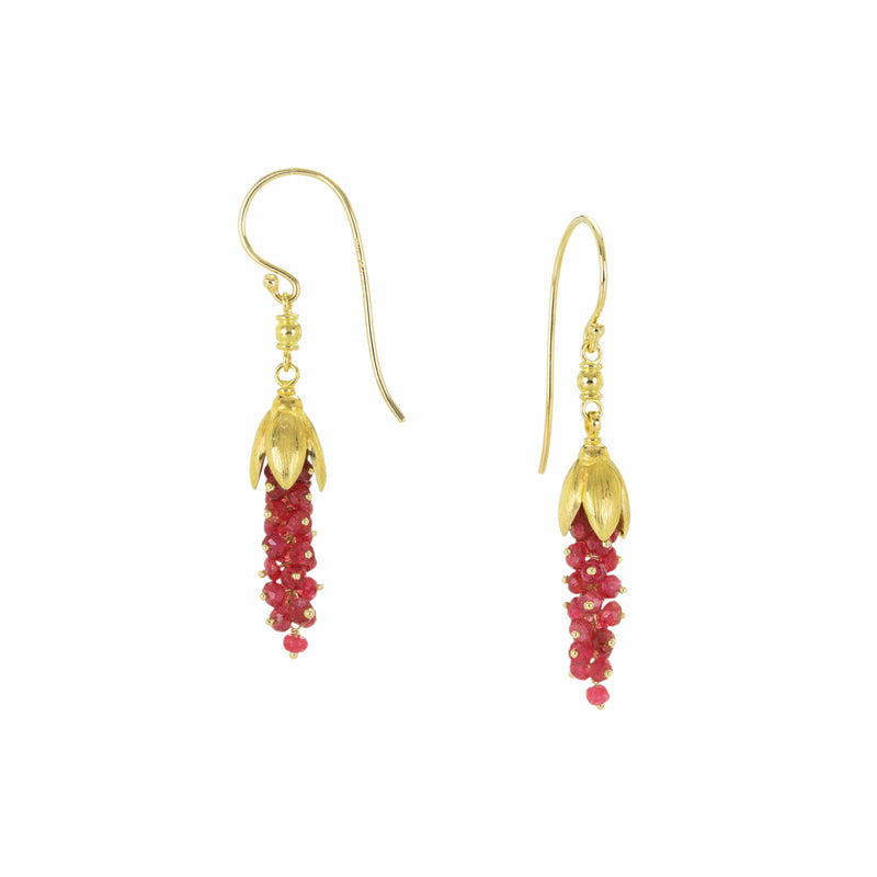 Barbara Heinrich Flower Earrings with Red Spinel Clusters | Quadrum Gallery