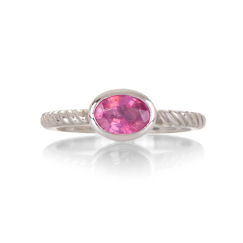 Barbara Heinrich Platinum Oval Pink Sapphire Rope Stacking Ring | Quadrum Gallery