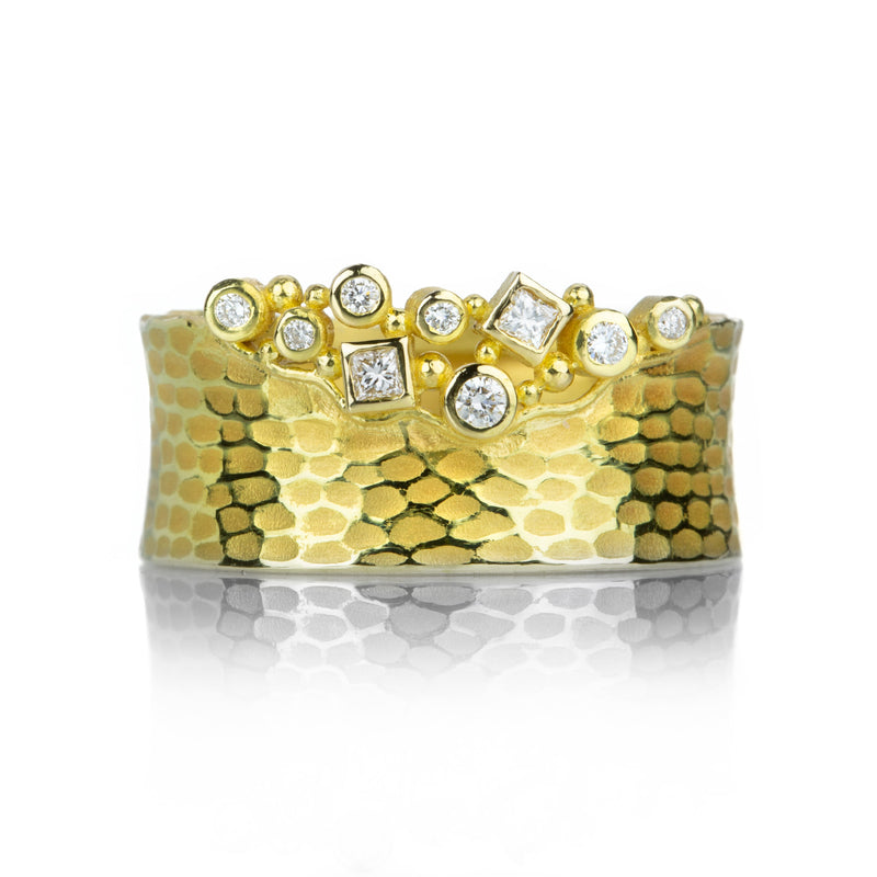 Barbara Heinrich Carved Glacier Band with Scattered Diamond Edge  | Quadrum Gallery