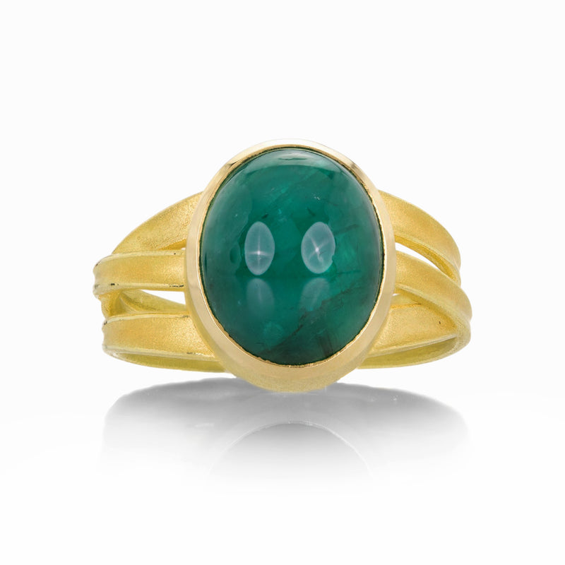 Barbara Heinrich 18k Oval Emerald Three Ribbon Ring | Quadrum Gallery