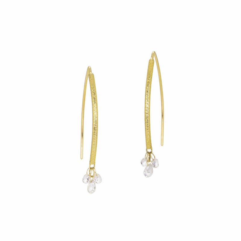 Barbara Heinrich Navette Earrings with Diamond Briolette Drops | Quadrum Gallery