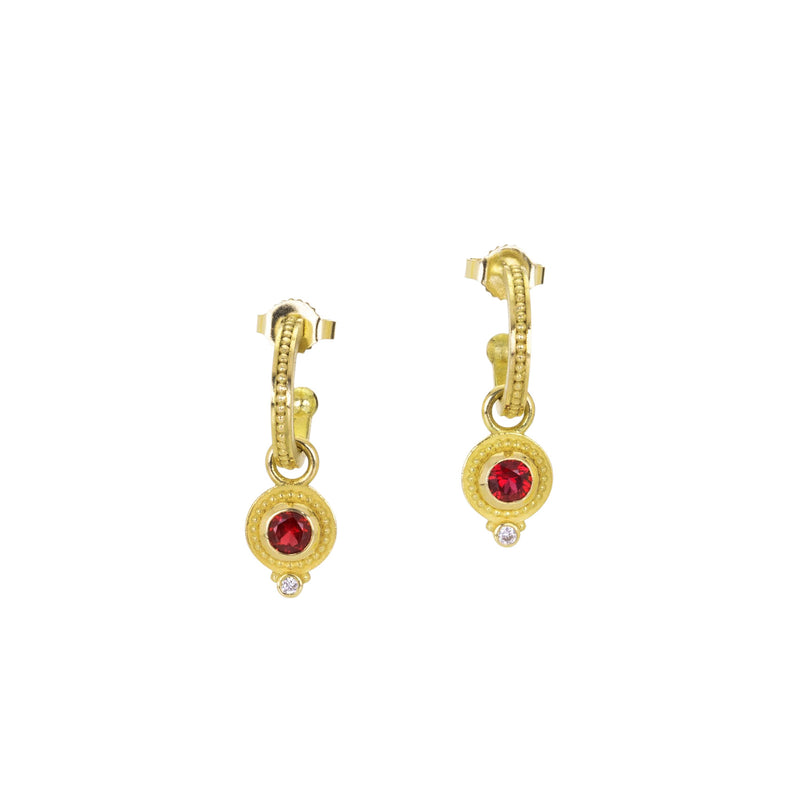 Barbara Heinrich Granulated Hoops with Ruby Drops | Quadrum Gallery